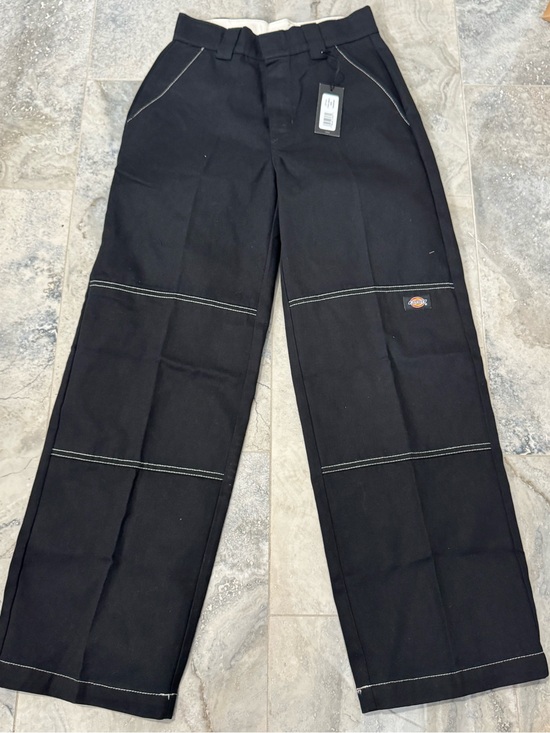 Dickies Pants - Dickies Women's Black Wide Leg Pants with Contrast Stitching